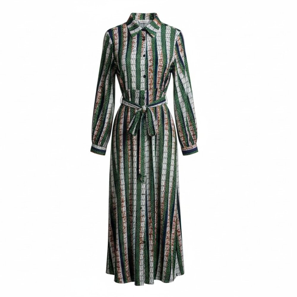 Striped Tie Waist Shirt Dress
